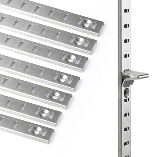 20 Sets 17 Inch Pilaster Shelf Brackets, Adjustable Mortise Mount Shelf Rails with 3 Pilaster Clips and Screws for Wall Shelving System