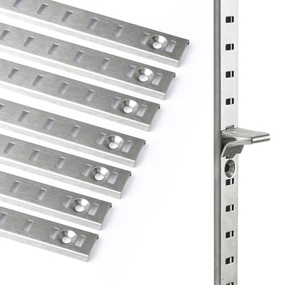 20 Sets 17 Inch Pilaster Shelf Brackets, Adjustable Mortise Mount Shelf Rails with 3 Pilaster Clips and Screws for Wall Shelving System