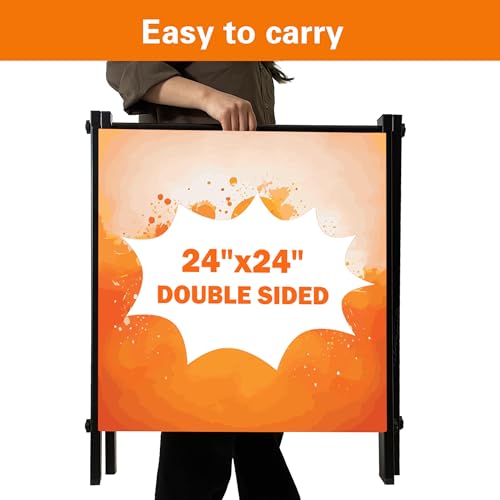24"x24" Premium Heavy-Duty A-Frame Sign Stand – Holds 2 Insert Boards + 1 Hanging Sign | Weatherproof Sidewalk Sign Holder for Business, Real Estate, Restaurants & Events (STAND ONLY) (1)