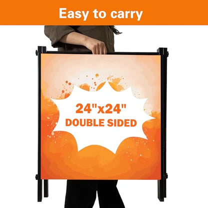 24"x24" Premium Heavy-Duty A-Frame Sign Stand – Holds 2 Insert Boards + 1 Hanging Sign | Weatherproof Sidewalk Sign Holder for Business, Real Estate, Restaurants & Events (STAND ONLY) (1)
