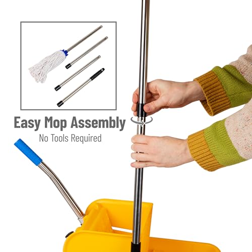 Mind Reader Mop and Bucket Set with Wringer, Mop Included, 5.5 Gallon Cleaning System with Wheels, Upward Press Wringer, Small Mop Compatible - size: Mop and Mop Bucket