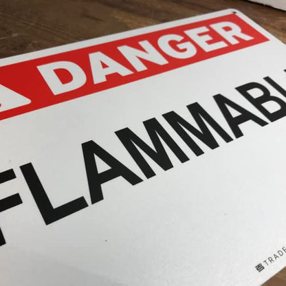 TRADESAFE Danger Flammable Sign - Fire Hazard Warning Signs, Quick Install Aluminum Safety Sign, Light Reflective, UV-Resistant, Waterproof, 14” X 10” Fire Safety Wall Signs For Business - style: Danger Flammable
