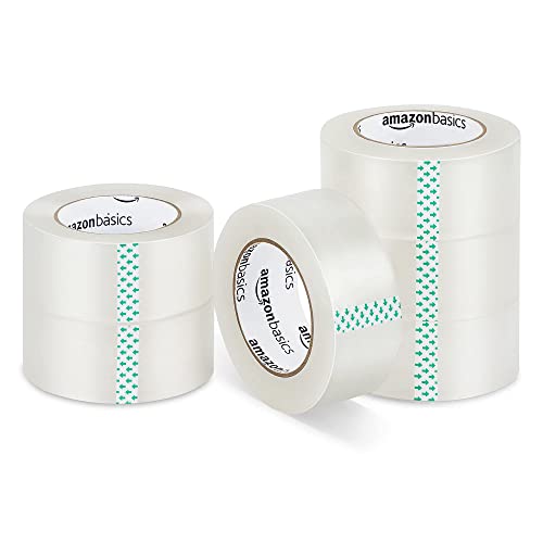 Amazon Basics Strong Adhesive Packing Tape for Moving Boxes, Shipping and Sealing, Clear, 1.88" x 109 Yards, 6-Pack, Total 654 Yards - size: 1.88"W x 109 Yards Pack of 6