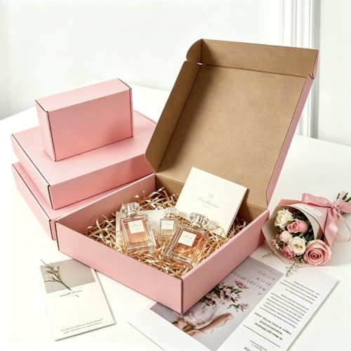 Pink Shipping Boxes 20 Pack 12x10x3 inch, Corrugated Cardboard Gift Box - size: 12x10x3 Inch-20 Pack
