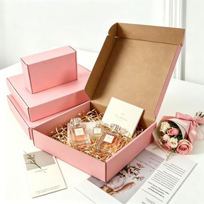 Pink Shipping Boxes 20 Pack 12x10x3 inch, Corrugated Cardboard Gift Box - size: 12x10x3 Inch-20 Pack