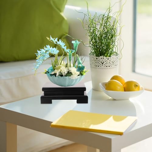 PRETYZOOM Wooden Display Stand Rectangular Base Pedestal for Buddha Statue Vase Flower Pot Home Decor Art Rack for Living Room Bedroom Shelf