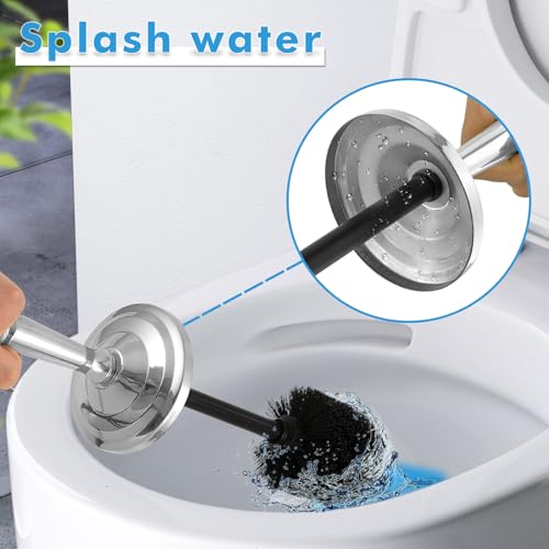 Chrome Toilet Brush and Holder Set，Toilet Bowl Brush and Holder - color: Chrome