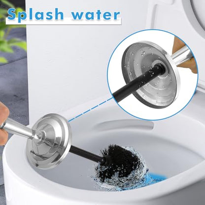 Chrome Toilet Brush and Holder Set，Toilet Bowl Brush and Holder - color: Chrome