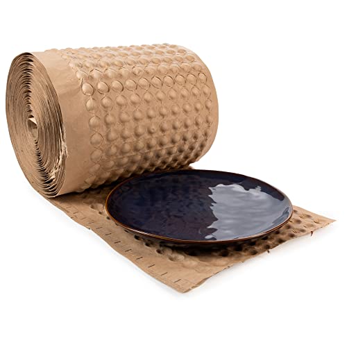 IDL Packaging 12" x 100' Paper Bubble Cushioning Wrap - Earth-Friendly Alternative to Plastic Bubbles - 3/4" Bubble Size - Packing Material for Moving, Shipping, and Storing