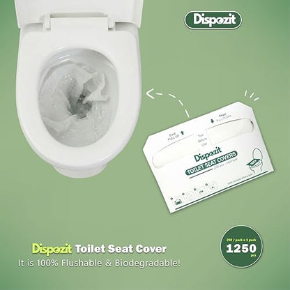 1250 Pcs Flushable Toilet Seat Covers for Hotel, Business, and Commercial