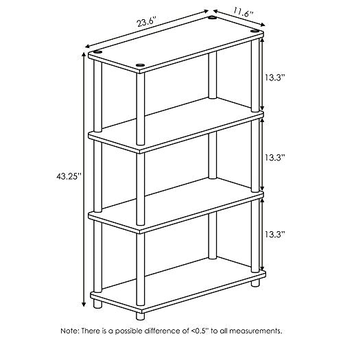 Furinno Turn-N-Tube Toolless 4-Tier Storage Shelves, Columbia Walnut - color: Columbia Walnut/Black, size: 4-Tier Round Tube