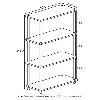 Furinno Turn-N-Tube Toolless 4-Tier Storage Shelves, Columbia Walnut - color: Columbia Walnut/Black, size: 4-Tier Round Tube
