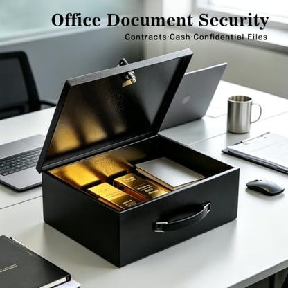 xydled Fireproof Document Box with Key Lock, Fire Safe Box, Black - color: Black, size: XX Large