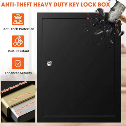 125 Position Key Lock Box Wall Mount with Anti-Theft Deposit Key Slot - color: Black, size: 125 Key Hook