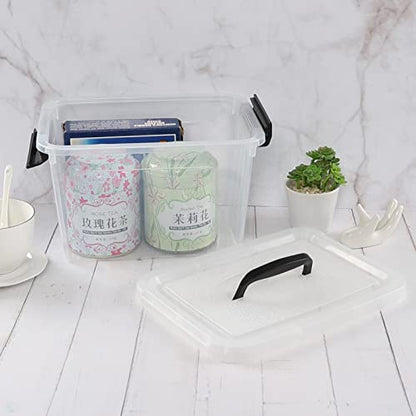 6 Quart Plastci Storage Box, Clear Storage Bins Totes Containers Set of 4 - size: 6 Quart