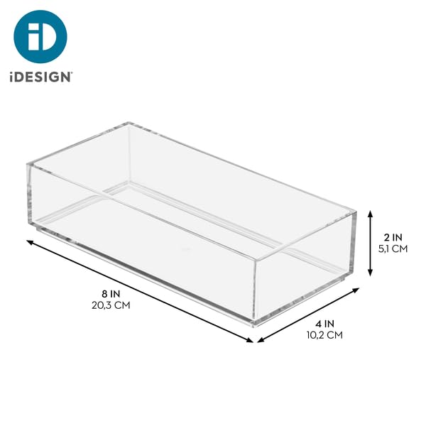 iDesign Clarity Collection Vanity Tray Organizer, 4" x 8" x 2", Clear - size: Small
