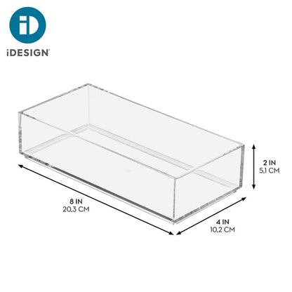 iDesign Clarity Collection Vanity Tray Organizer, 4" x 8" x 2", Clear - size: Small