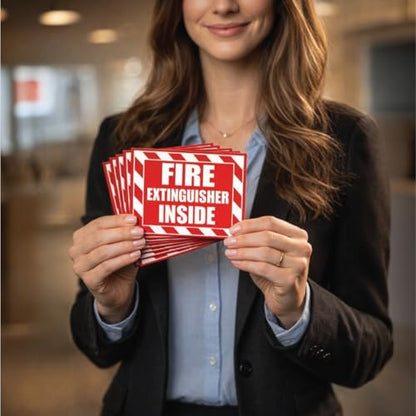 (8 Pack) Fire Extinguisher Inside Sticker Decal Sign Self Adhesive for Trucks or Equipment