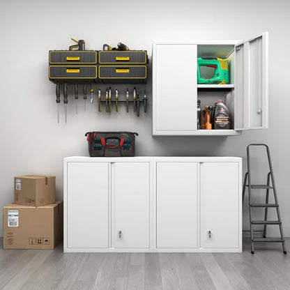 GREATMEET Wall Mounted Storage Cabinet, Metal Garage Cabinet, White - color: White, size: 27.95"H