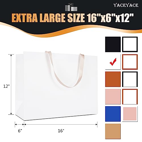 White Paper Gift Bags with Handles, 10Pcs 16"x6"x12" Extra Large - color: White, size: 16 x 6 x 12 Inch