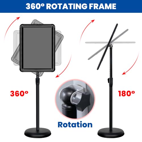 3Pack 11x17 Sign Holder Stand, Adjustable Floor Standing Sign Holder - color: Black, size: 11"x17"-3Pack