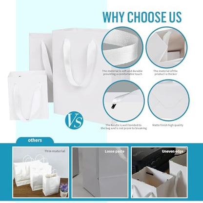 Aosric White Gift Bags with Tissue Paper, 30 Pack, 5x3x8 Inch - color: White