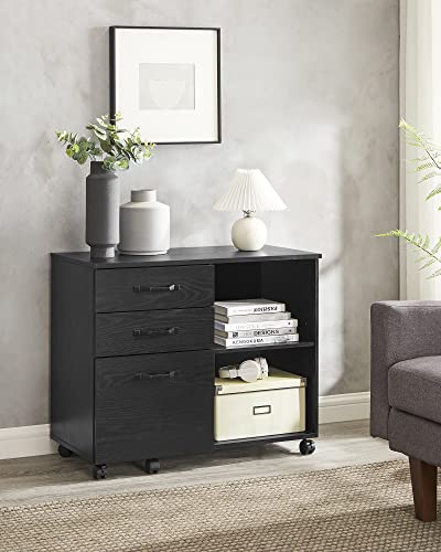 VASAGLE 3-Drawer Lateral File Cabinet, Home Office Printer Stand - color: Ink Black, size: 3 Drawers