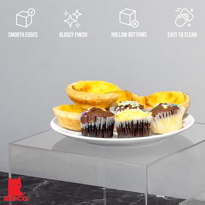 Red Co. Set of 3 Crystal Clear Acrylic Cube Display Nesting Riser Stands with Hollow Bottoms | Transparent - color: Clear, size: 4",5",6" - 1 Pack