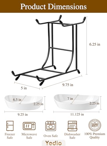 2 Tier Ceramic Fruit Bowl for Kitchen Counter with Black Metal Stand - color: Black, size: 2 Tier