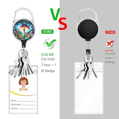 Magical Mushroom ID Badge Holder with Lanyard and Retractable Badge Reel - color: Magical Mushroom