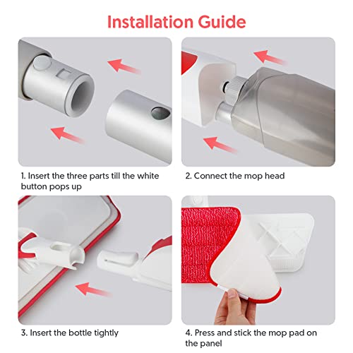 Microfiber Spray Mop for Laminate Floor Cleaning with 3pcs Washable Pads - color: Red
