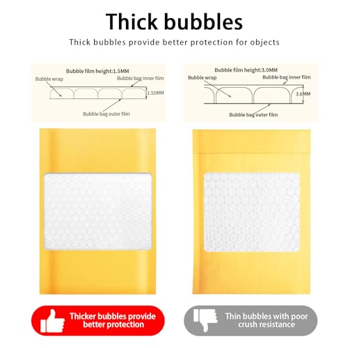 packbabol Kraft bubble mailers 10.5x15 Inch 50 Pack,Self-Sealing Paper Envelopes for Packaging,Strong Adhesion Envelope Mailers, Waterproof Cushioned Padded Shipping Bags Yellow #5 - size: 10.5x15-50Pc