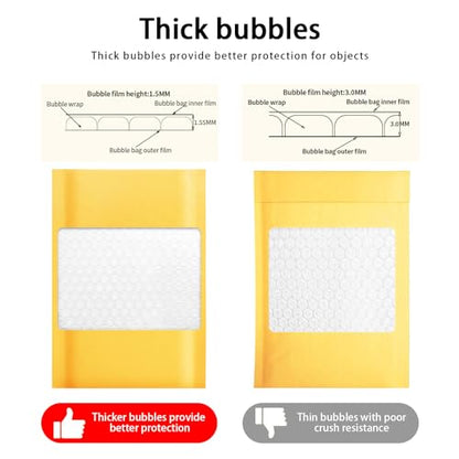 packbabol Kraft bubble mailers 10.5x15 Inch 50 Pack,Self-Sealing Paper Envelopes for Packaging,Strong Adhesion Envelope Mailers, Waterproof Cushioned Padded Shipping Bags Yellow #5 - size: 10.5x15-50Pc