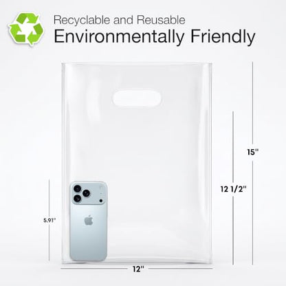 Choice Marts 100 Clear Plastic Bags With Handles 12x15 Merchandise Bags - color: Clear