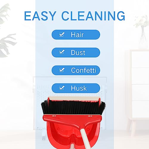WILLBOND 8Set Broom and Dustpan Set Long Hand Broom with Dustpan Combo Bulk
