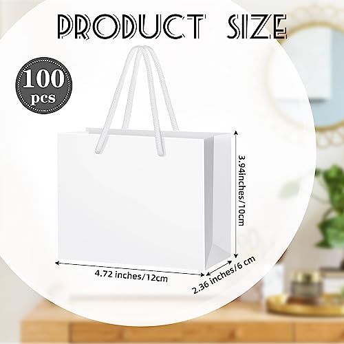 Honoson 100 Pcs Thicken White Mini Gift Bags with Handles Gift Card Bags - color: White