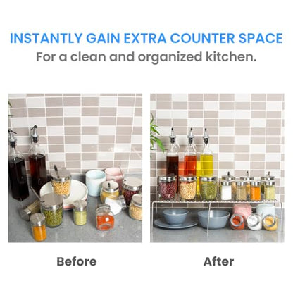 Tomorotec Spice Rack Cabinet Organizer, Expandable Steel, Kitchen, Silver - color: Silver-2 Pcs