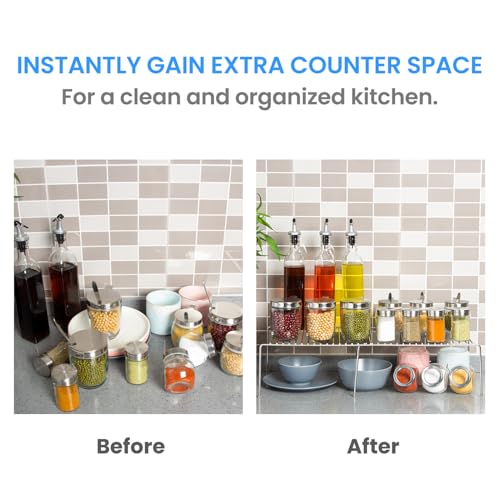 Tomorotec Expandable Kitchen Cabinet Organizer Stainless Steel Shelf Silver - color: Silver-1Pcs
