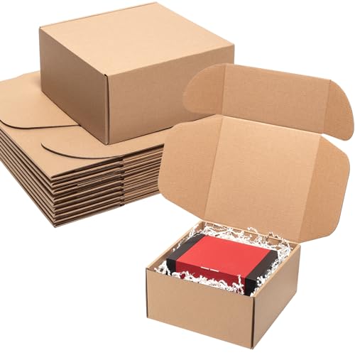 Wowxyz 8x8x4" Shipping Boxes 25 Pack Corrugated Cardboard Brown Box - size: 8x8x4"