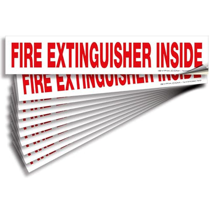 iSYFIX Fire Extinguisher Inside Signs for Vehicles, 9x1.7 Inch, 10 Pack - color: White, size: 9x1.7 (10 Pack)