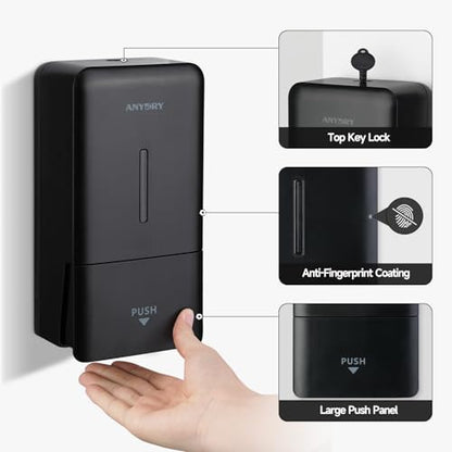 anydry Liquid Hand Soap Dispenser Wall Mounted 27oz Large Capacity Black - color: Elegant Black