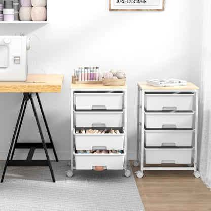 SYKIARIOL Rolling Cart with Drawers, 4-Drawer Utility Cart, Bright White - color: Bright White