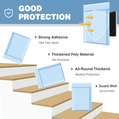 Famagic Light Blue Bubble Mailers 10.5x16 for Clothes, 25pcs Usable 10.5x15 - color: Light Blue, size: 10.5x16 Inches