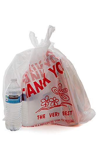 X-Large Thank you (400 Count) Plastic Embossed T-Shirt Bags with Handles, 15" X 7" X 26", Bulk, 18 mic (0.71 mil), Thank you T-Shirt Bag, Grocery Bags, Plastic Bags, Heavy Duty
