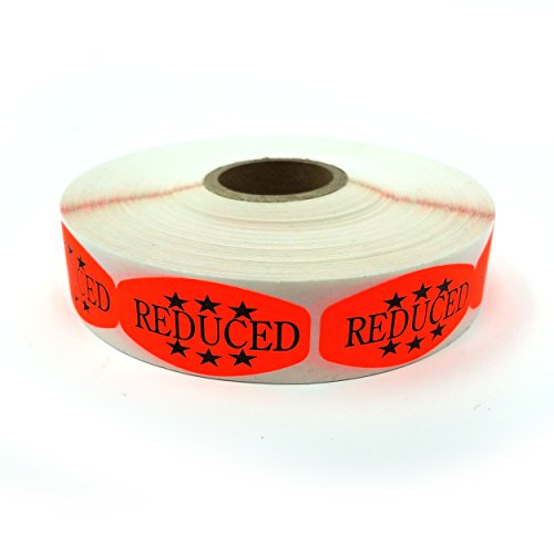 Reduced Price Store Stickers, Fluorescent Orange Self-Adhesive Retail Merchandise Labels - 1000 Pack - size: 1 Unit
