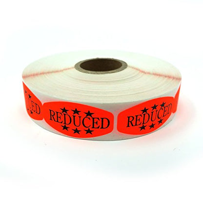 Reduced Price Store Stickers, Fluorescent Orange Self-Adhesive Retail Merchandise Labels - 1000 Pack - size: 1 Unit