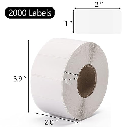 2000 Pcs White Labels Stickers to Write On 2 x 1 Inch, Waterproof and Oil Resistant Blank Barcode Labels for Food Containers Jars Pantry Organization