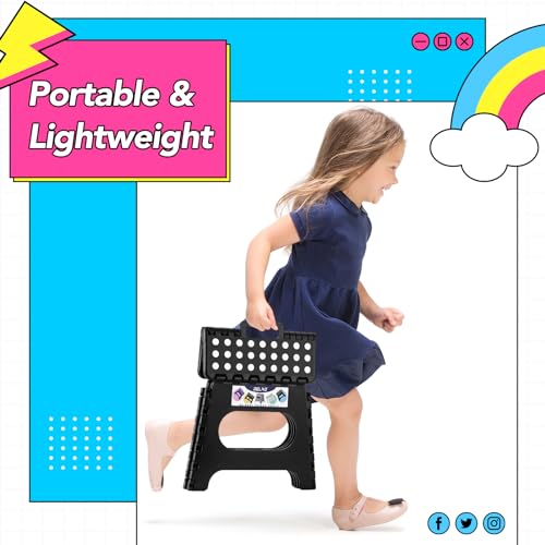 Delxo Folding Step Stool 11 Inch,300 Lbs Step Stool for Kids & Adults Black - color: Black, size: 11 Inch