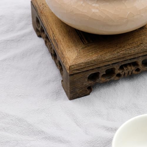 Wooden Display Stand Base 3.94"×3.94" Square Wood Carved Pedestal Oriental Style Stand for Vase, Teapot, Table Lamps - size: 3.94"×3.94"