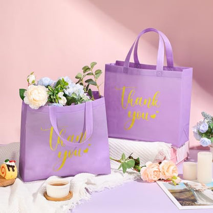 Sweetude 30 Thank You Non Woven Gift Bag, 11 x 12 x 5 Inch, Purple - color: Purple, size: 11 X 12 X 5 Inch